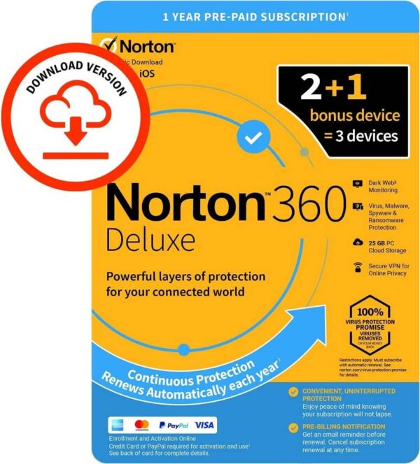 Norton 360 Deluxe 2023, Antivirus, Secure VPN and Password Manager