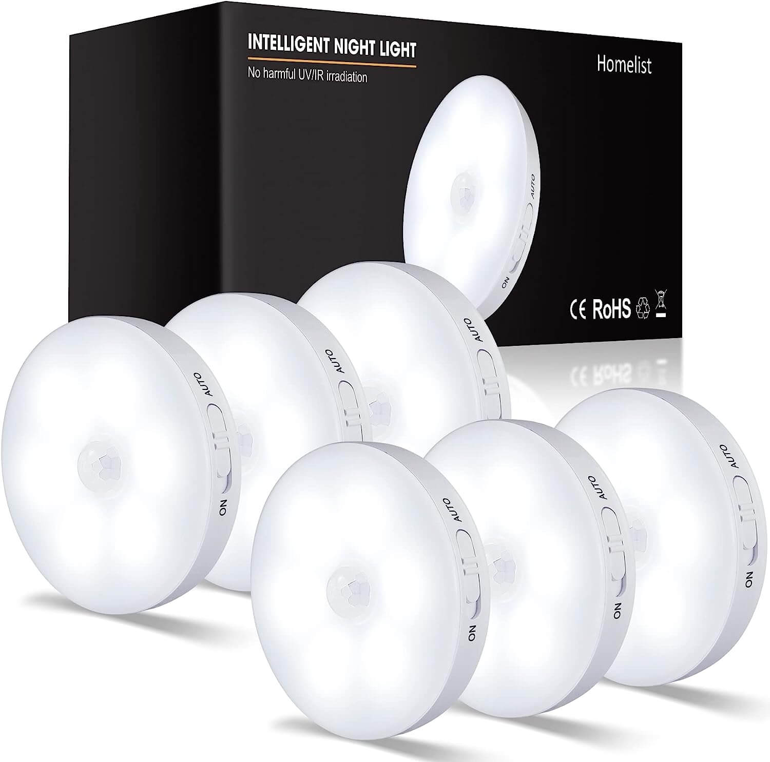 Pack of 6 Rechargeable Indoor Motion Sensor Lights