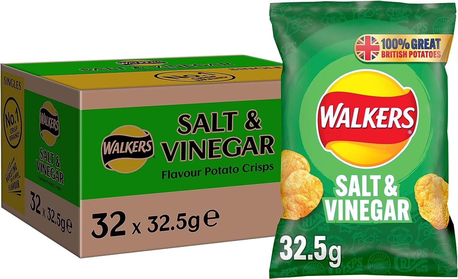 Walkers Salt and Vinegar Crisps Box of 32