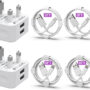 iPhone Charger 2Pack Dual USB Wall Plug Adapter 4 Lightning Cables
